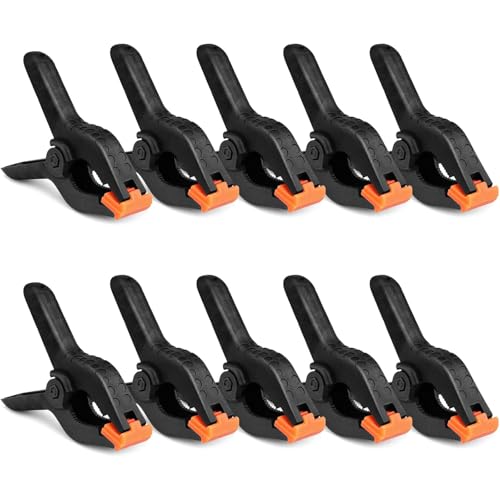 Oenothera 10-Piece Spring Clamps for Woodworking, 4-Inch Jaw Opening, Black