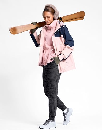 Image of G Gradual Women's Fleece Lined Joggers with Zipper Pocket Water Resistant Running Hiking Pants Winter Warm Thermal Sweatpants