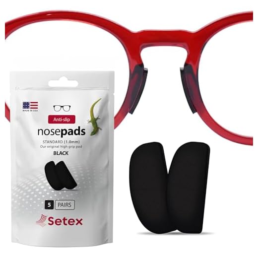 Setex Gecko Grip 1mm Anti Slip Eyeglass Nose Pads, (5 Black Pair) USA Made, Innovative Microstructured Fibers, 1mm x 7mm x 16mm