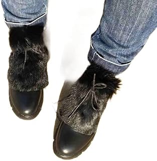 Furry Boot Cuffs | Black Rabbit Fur Shoe Clips | Furry Spats | Black Fur Shoe Tongue