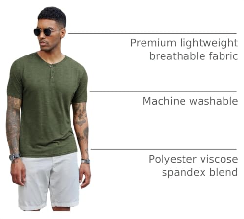 Image of COOFANDY Men's Henley Shirts Short Sleeve Casual Basic Tee Summer Button Henley Soild T Shirts