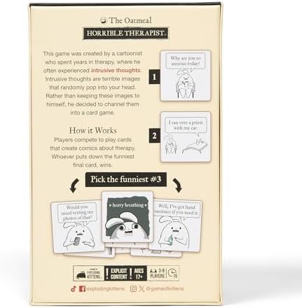 Exploding Kittens Horrible Therapist: Core Game Edition - Hilarious Adult Card Game for 3-8 Players, Ages 17+ - Party Games & Family Game Night Fun