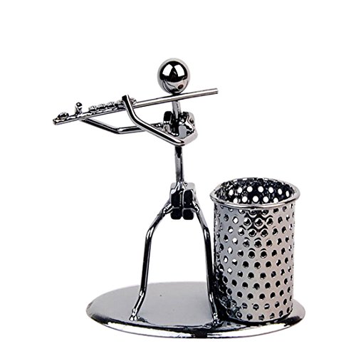 Metal Iron Pen Container Holder Pencil Cup Iron Art Music Figure~Home Office Desk Decor Gift Perfect Father's Day Gift(C73 Flute)