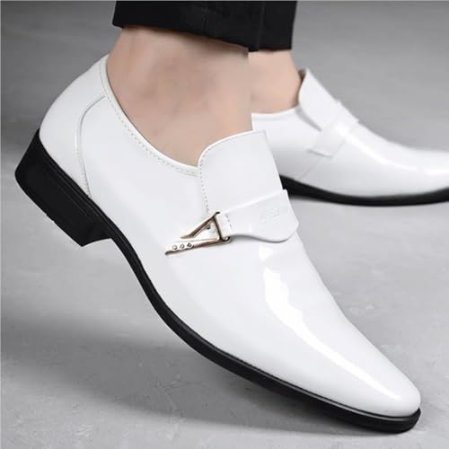 Men Classic Leather Oxford Dress Shoes Slip On Pointed Toe Low Top Block Heel Breathable Fashion Business Wedding Prom Comfortable2