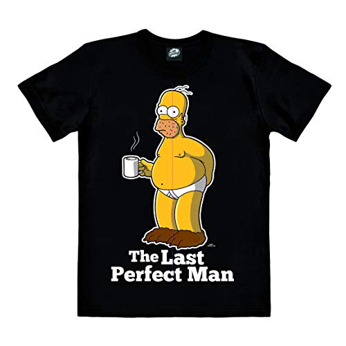 Logoshirt® Simpsons - Homer Simpson - Last Perfect Man I Print T-Shirt Men & Women I Black I Licensed Original Design, Size M