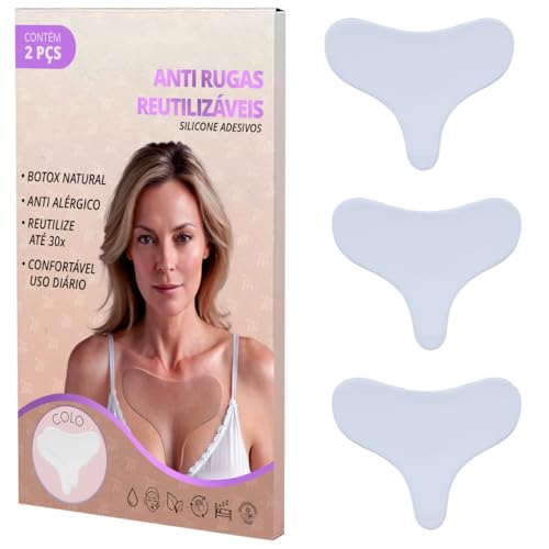 Adesivos de Silicone Anti rugas para Colo, 3 Peças, Reutilizável,...