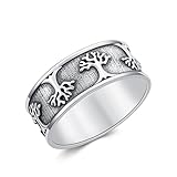 Lattd Tree of Life Ring for Men 925 Sterling Silver Tree of Life Men Wedding Band Ring Jewelry Gifts for Men Women (10)