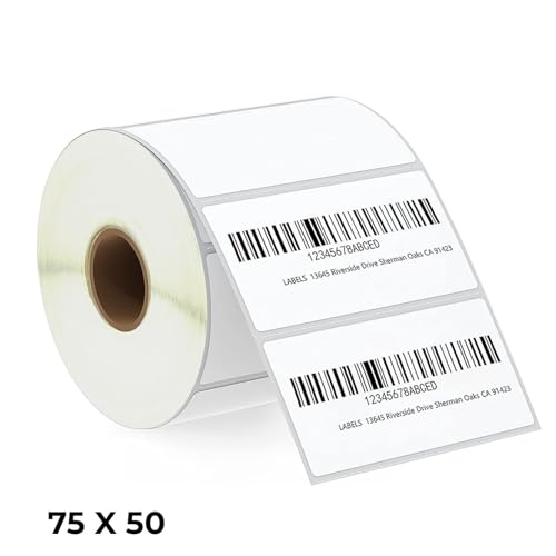 Image of Shreyans Direct Thermal Labels (Pack of 18, 75mm x 50mm) - 3600 Labels