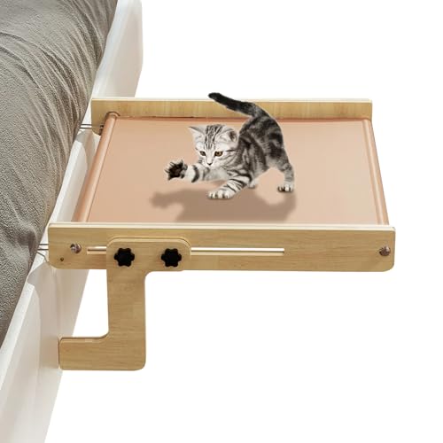 Percha de ventana para gatos | Asiento de madera para gatitos sin taladrar, cama interior con ventana para gatos, para amantes de los animales, apartamento, oficina, sala de estar, dormitorio, estudio