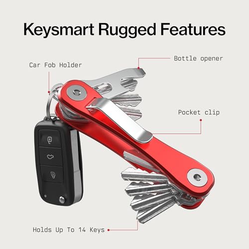 Image of KeySmart Rugged Keychain Multitool Key Holder, Up to 14 Keys | Key Organizer for EDC. Expandable, Durable Build, Reduces Key Chain Bulk & Jingle, Pocket Clip & Bottle Opener Included