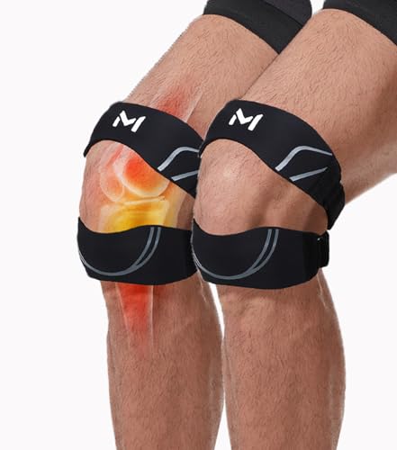 Image of 2 Pack Patella Knee Brace with Gel Pads,Adjustable Patellar Tendon Support Strap for Women and Men,Knee Pain Relief for Tennis,Running,Workout (Line patella knee brace, One Size)