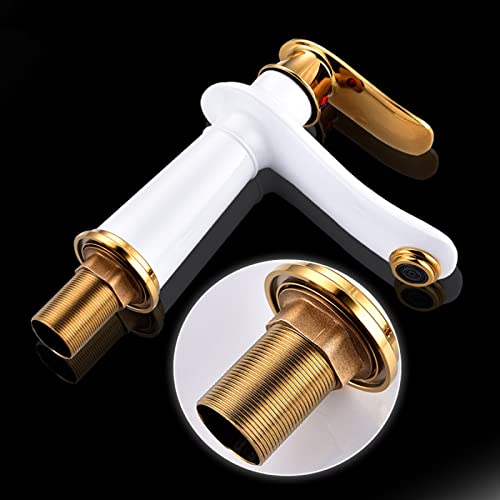 Grifo de baño monomando dorado para renovar lavabos con diseño retro 5