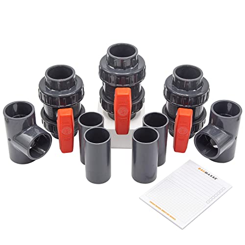 50 mm Pool Bypass Set für Wärmepumpen I Pool-Heizung und Solarheizung I Schwimmbadheizung I Bypass-Kit mit 9 Teilen inkl. 3 x Mega Marken-Kugelhahn I bm120