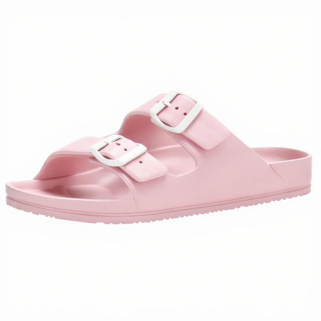 temi Women's Wide Width Slide Sandals with Adjustable Double Buckles & Medium Arch Support - Comfort Summer Beach Pool EVA Slides for Women-picture-25