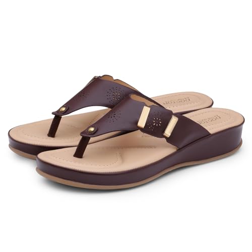 Women's Comfortable Memory Foam Thong Doctor Slippers/Flip-Flops| Fashionable Casual & Stylish| Lightweight & Breathable|Outdoor Synthetic Casual Chappals Sandals Ladies/Girls D-6174