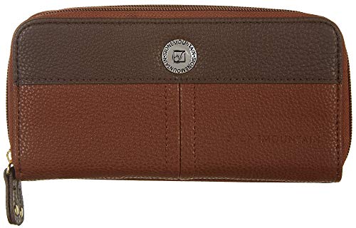 Stone Mountain Ludlow Cognac & Dark Brown Zippered Leather Clutch Wallet #TOP17
