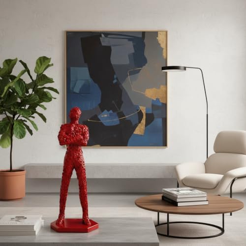 Image of Xtore Vivid Mosaic Human Sculpture for Modern Living Rooms, Offices & Statement Corners | Bold Artistic Showpiece (Red, 49.5 cm)