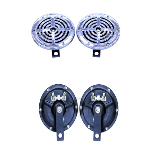 Image of Waterproof Car Horn Super Loud Train Horns, Car Dustproof Durable Air Electric Snail Horn, 12V Raging Sound Air Horns Universal for Car, Motorcycle, Truck, Bike Small Size Silver