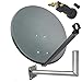 Produktbild PremiumX SAT Anlage 60cm Anthrazit Satellitenantenne Satellitenschüssel Single LNB Wandhalter 45cm ALU 2X F-Stecker