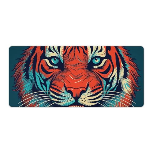 Grand sous-main de bureau motif tigre rouge 40x90cm imperméable