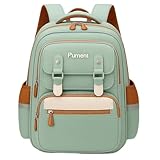 Mochila escolar para crian?as de 6 a 12 anos com prote??o ortop?dica (Verde Claro)