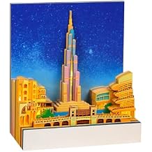 3D Art Memo Pad، Dubai Tower 3D Notepad with LED Light Non-Stick Note Pad Paper Craft Creative Notes Desk Decoration عيد ميلاد هدية