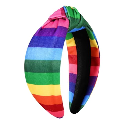 PHALIN Rainbow Headband for Women LGBTQ Heart Flag Pride Headbands Rainbow Stripe Wide Top Knot Headband Hair Accessories Pride Month Party Favors Gifts