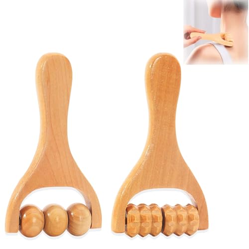 2 Stück Massageroller, Massage Stick, Massage Roller Multifunktional Massage Tool, Massageroller Holz Für Beruhigende Tiefenmassage Linderung Von Muskelverspannungen Und Verbesserung Der Durchblutung