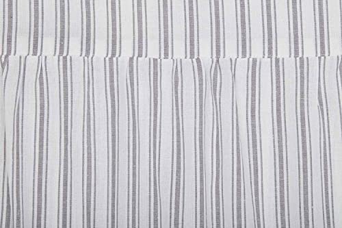 Piper Classics Timeless Ticking Ruffled Valance Curtain, 16" L X 72" W, Soft White And Gray Ticking Stripes, Vintage Farmhouse Chic #TOP3