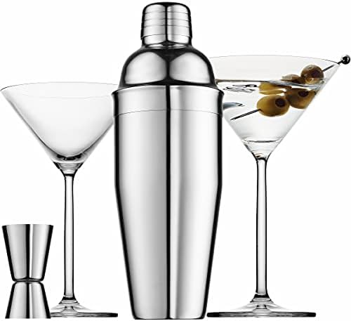 Shaker Per Cocktail In Acciaio Inox, Set Bar Da 3 Pezzi Con Misurino, Cucchiaio Intrecciato E Ricettario Girevole – 680 Ml, Ideale Per Principianti E Feste