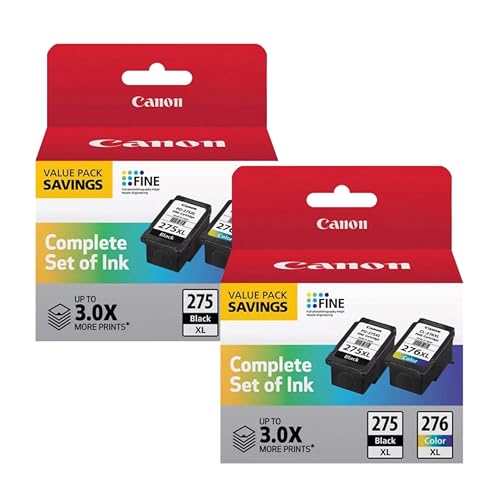 Image of Canon PG-275XL / CL-276XL Ink Cartridge Set - 2 Pack (2 Black, 2 Color) | High-Yield Compatible Replacement PIXMA TS3520, TS3522, TR4720 & More | Sharp Black Text & Vibrant Color Prints