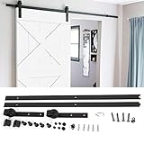 Estink Rail Coulissant Porte, 200CM-Pliable Kit de Porte Coulissante Poulie Rail Pliable Grande Roue pour Porte Coulissant Porte Suspendue en Bois Cloison Grange Armoire, Noir