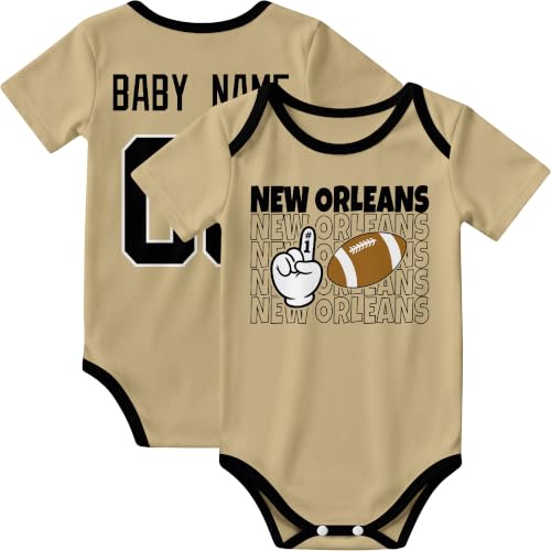 Image of KREDE Baby Clothes Custom Name Bodysuit for Baby Boy Gifts | Short Sleeves Bodysuit with Custom Number Name