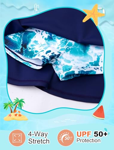 Image of Girls Swimsuit Long Sleeve Swim Shirt 3 Piece Rash Guard for Girls Bathing Suit with Boyshorts