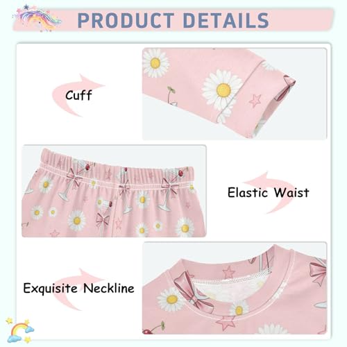 Pajama Sets Long Sleeve Glasses White Flowers Soft Comfy Sleepwear 2 Piece PJS 3-8T4