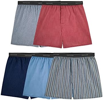 Fruit of the Loom Men's Contemporary Plaid and Stripe Boxer, Multi, Assorted color pack, X-Large(Pack of 5)