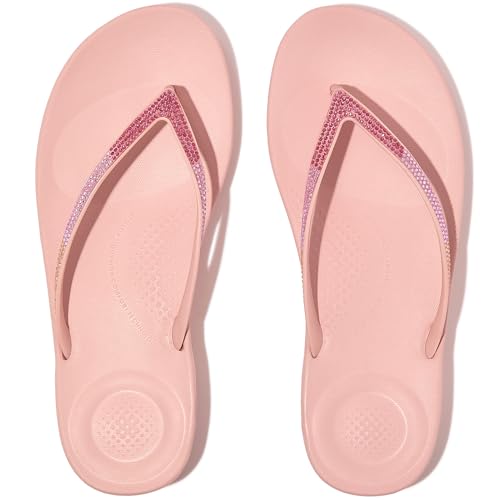 Image of FitFlop Womens iQushion Sparkle Ergonomic Flip Flops for Walking, Lightweight Waterproof Cushioned Thong Sandals for Women with Non Slip Bottom and Arch Support | Lightweight Waterproof Walking Sandals w /Cushioned Comfort & Arch Support