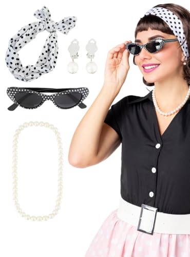 Funidelia Set de accesorios de los Años 50 para mujer. Accesorios de disfraces para adultos