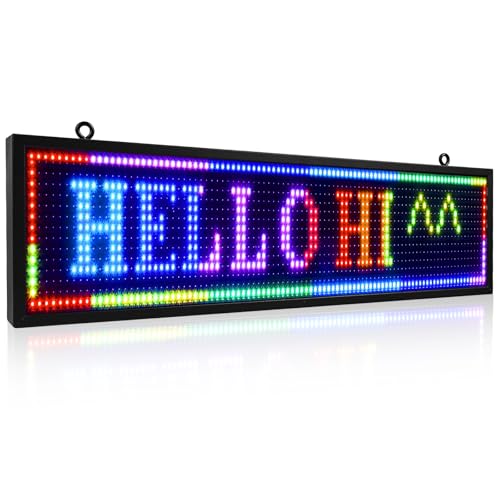 MissHome LED-Laufschrift-Display, 67 x 19 cm, RGB-Vollfarben, Programmierbares Werbeschild, IP64 Wasserdicht