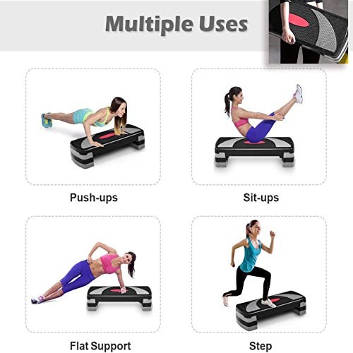 SPORFIT-31-Exercise-Step-PlatformAdjustable-4-6-8-Aerobic-Steppers-for-ExerciseNon-slip-Step-Up-Exercise-Platform-wRisersFitness-Workout-Aerobic-Step-Platform-440lbs-Capacity