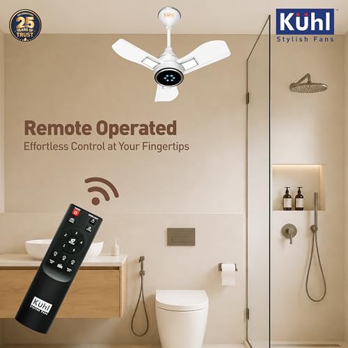 Image of KUHL Arctis A8 600 mm BLDC 65% Power Saving BLDC Ceiling Fan With Remote | BEE 5 Star Rated & ISI Marked | High Air Flow & LED Indicators | 5 Year Warranty on Motor | White