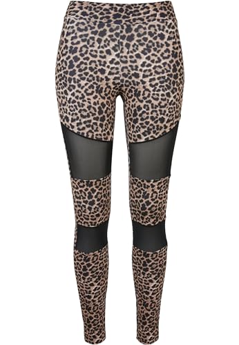 Urban Classics Damen Ladies Tech Mesh AOP Leggings Leo, M