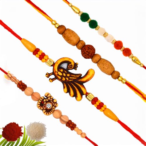 Image of Combo Of 4 Rakhis for Brother, Bhabhi and Kids.