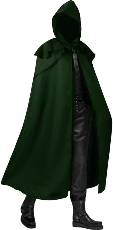Gothic Hooded Cloak, Renaissance Cape with Ruffle Neck, Halloween Costume Cape for Men Women