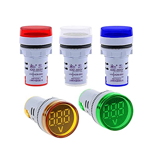 Voltmètre numérique AC 60-500V 22mm jaune : testeur de tension LED rond