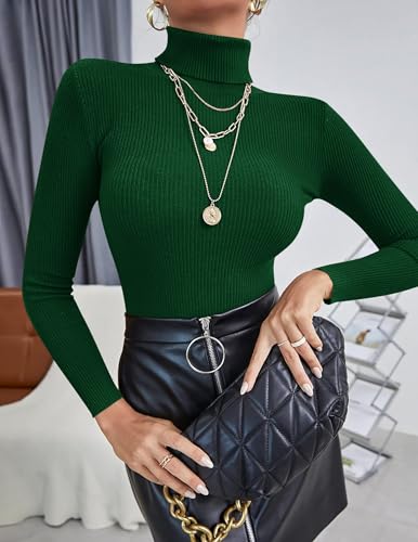 Image of Ekouaer Women's Turtleneck Shirts Ribbed Pullover Sweater Long Sleeves Tops Midweight Thermal Underwear Blouse