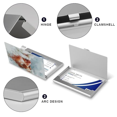 Santa Claus in The Snow Business Card Holder, Pocket Slim Metal Business Card Case for Women Men4