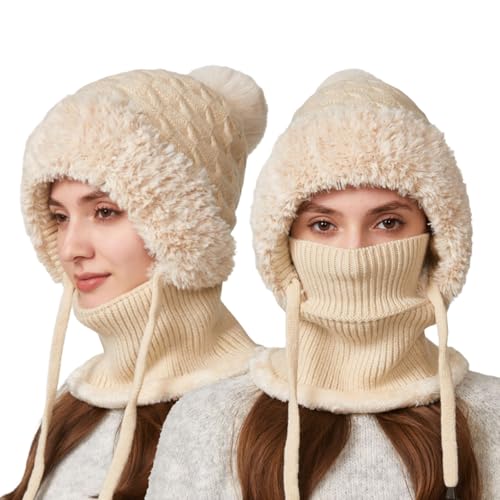 Ensemble Bonnet Écharpe Gants Femme Homme pour l'hiver polaire cosy