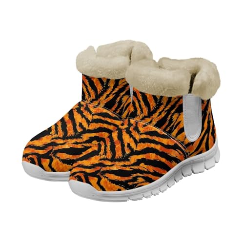 Women's Animal Skin Snow Boot Cozy Fluffy Flannel Lined Boot Warm Anti-Slip Lightweight Home Outdoor Boots for Women