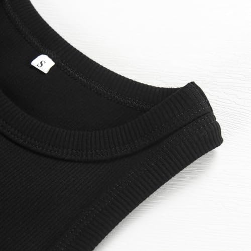 Image of Artfish Women Casual Basic Sleeveless High Neck Rib-Knit Y2k Crop Tank Top